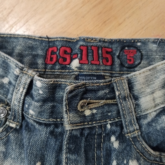 GS-115 Denim boy's Jeans Sz 5 Blue Acid Wash Distressed Ribbed Straig - Picture 4 of 8